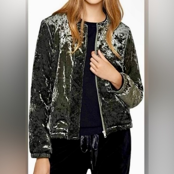 Sanctuary Velvet Feel Olive Green Women's Jacket. Heartbreaker. Small NWT - Picture 2 of 12